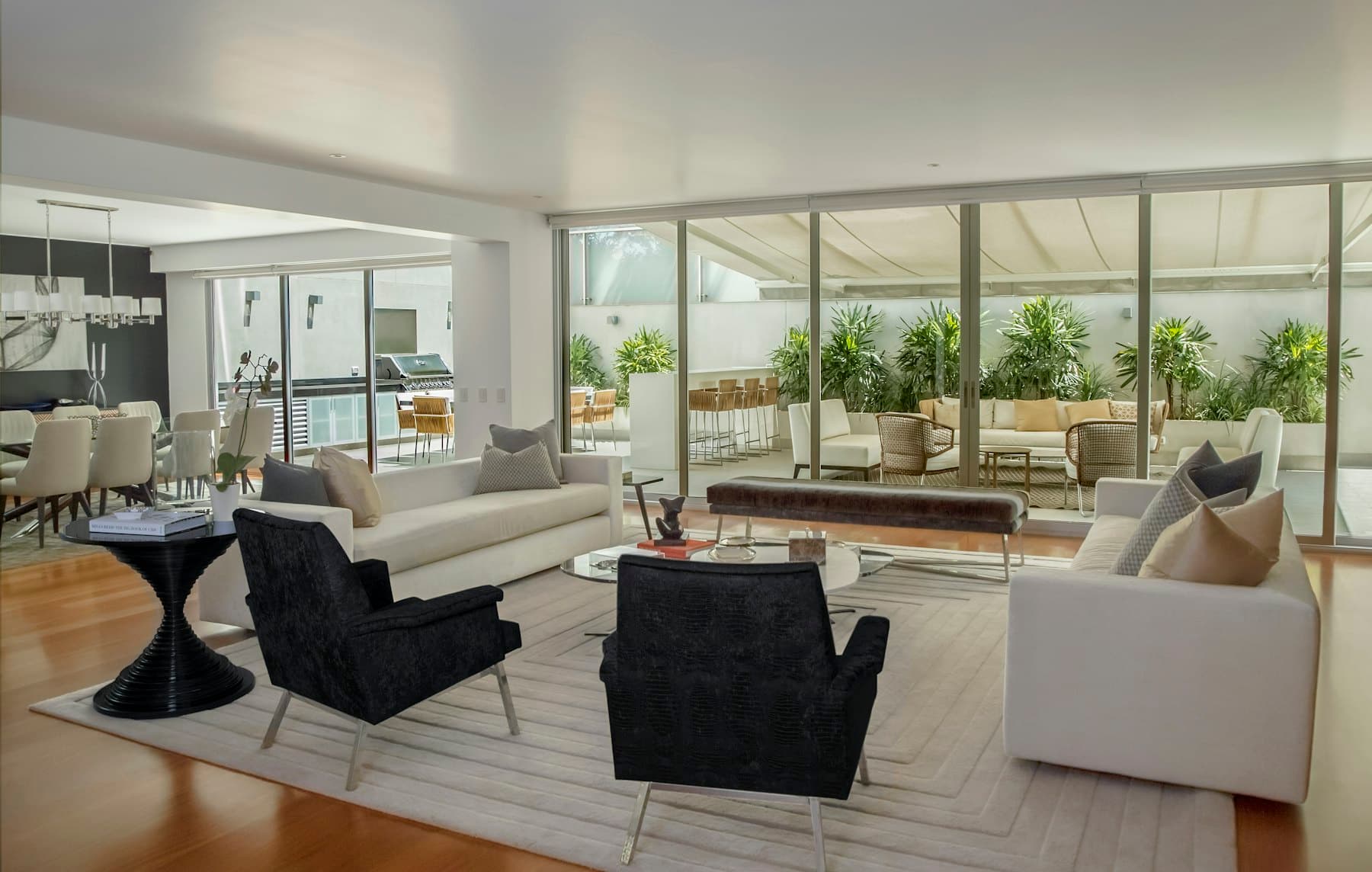 Sunlit open-concept living space